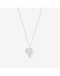 Inicio - Sterling Heart Cross Locket - Lyst