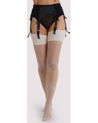 Playful Promises - Creme De Peche Seamed Stockings - Lyst