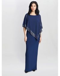 Gina Bacconi - Amber Maxi Asymmetrical Cape Dress - Lyst