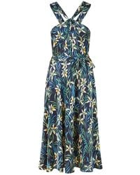 Yumi' - Tropical Print Satin Swing Dress - Lyst