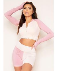 Missy Empire - Missy Sport Colour Block Zip Through Long Sleeve Gym Top - Lyst