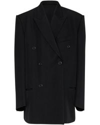 Balenciaga - Oversized Double Breasted Wool Long Sleeve Blazer - Lyst