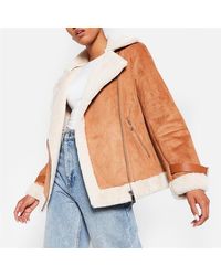 I Saw It First - Faux Fur Lined Aviator Jacket - Lyst