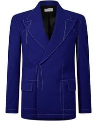 Off-White c/o Virgil Abloh - Body Stitch Double-Breasted Contrast Stitching Long Sleeve Blazer - Lyst