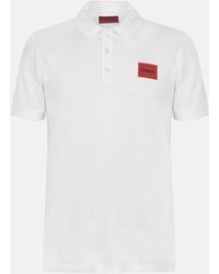 HUGO - Deruso Short Sleeve Polo Shirt With Logo Detail And Ribbed Collar - Lyst