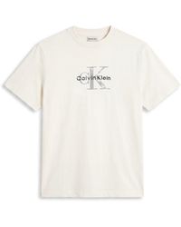 Calvin Klein - Distressed Monogram Logo Cotton Short-Sleeve T-Shirt - Lyst