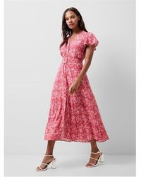 French Connection - True Cass Delphine V-Neck Midi Dress - Lyst