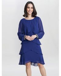 Gina Bacconi - Sakura Long Sleeved Tiered Dress - Lyst