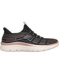 Skechers - Mesh Bungee Glitter Print Slip On Trainers - Lyst