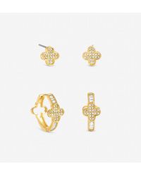 Jon Richard - Plated And Pave Clover Hoops - Lyst