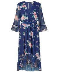 Yumi' - Floral Wrap Dress With Dipped Hem - Lyst