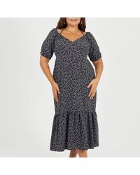 Brave Soul - Bs Plus Size Tiered Floral Midi Dress With Adjustable Sleeves - Lyst
