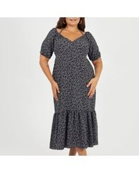Brave Soul - Bs Plus Size Tiered Floral Midi Dress With Adjustable Sleeves - Lyst