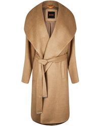 BOSS - Caylina Knee Length Long Sleeve Overcoat - Lyst
