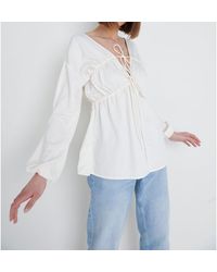 Pretty Lavish - Ottilie Long-Sleeve Cropped V-Neck Wrap Top - Lyst