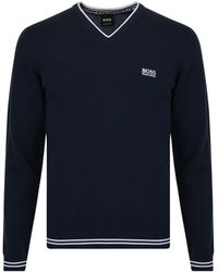 BOSS V Neck Jumper - Blue
