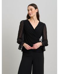 Gina Bacconi - Jewel Wrap Top With Embellished Sleeves - Lyst