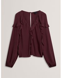 Ted Baker - Long-Sleeve Frill Blouse - Lyst