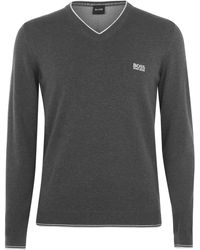 BOSS V Neck Jumper - Gray
