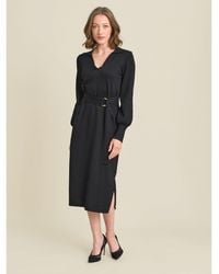 Gina Bacconi - Tia Midi Dress With Belt & Long Sleeves - Lyst