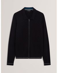 Ted Baker - Long Sleeve Stitch Zip Through Knitted Top - Lyst