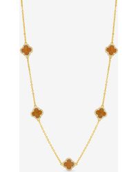 Jon Richard - Plated Tigers Eye Station Clover Necklace - Lyst