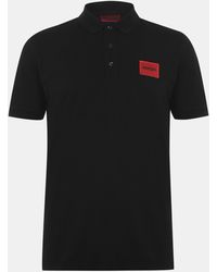 HUGO - Deruso Short Sleeve Polo Shirt With Logo Detail And Ribbed Collar - Lyst