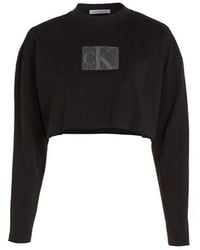 Calvin Klein - Cropped Long Sleeve Logo T-shirt - Lyst