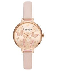 Kate Spade - Metro Three-hand Pink Leather Watch - Lyst