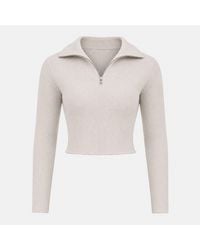I Saw It First - 1/4-Zip Long-Sleeve Funnel-Neck Knitted Top - Lyst