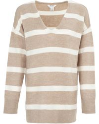 Miso - V Neck Loose Stripe Sweater Dress - Lyst
