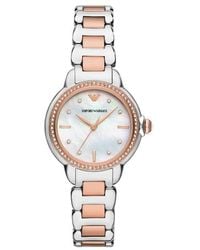 Emporio Armani - Three-hand Two-tone Stainless Steel Bracelet Watch - Lyst