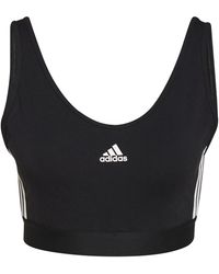 adidas - Essentials 3-Stripes Crop Top With Removable Pads - Lyst