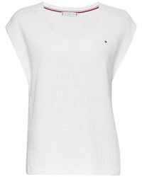 Tommy Hilfiger - Textured V Neck Knitted Top - Lyst