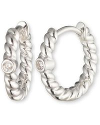 Ralph Lauren - Rope Twist Diamond Hoop Earrings - Lyst