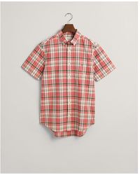 GANT - Reg Cotton Linen Check Ss Shirt Sun - Lyst