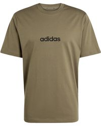 adidas - S Essentials Single Jersey Linear Embroidered Logo Khaki Linear 3xl - Lyst