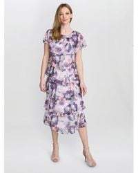 Gina Bacconi - Livvy Midi Length Printed Tier Dress - Lyst