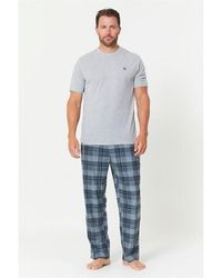 Studio - T Shirt And Fleece Check Bottoms Pyjama Set - Lyst