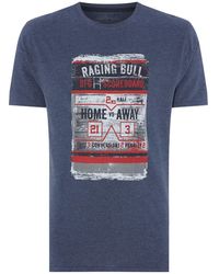 Raging Bull Distress Scoreboard T Shirt - Blue