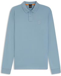 BOSS - Passerby Premium Cotton Long Sleeve Polo Shirt With Logo Detail - Lyst