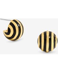 Jon Richard - Plated And Jet Enamel Stripe Dome Earrings - Lyst