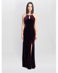 Gina Bacconi - Deedee Velvet Halter Keyhole Maxi Dress - Lyst