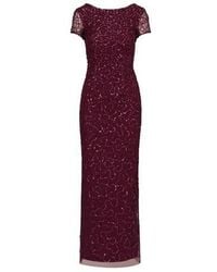 Adrianna Papell - Papell Studio Beaded Short Sleeve Gown - Lyst
