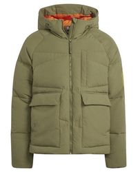 adidas - Solid Color Zipper Hooded Down Jacket Green - Lyst