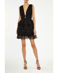 True Decadence - Elle Plunge-Front Tiered Tulle Mini-Dress - Lyst