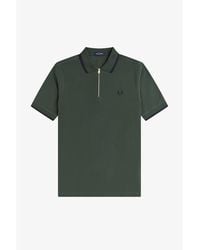 Fred Perry - Crepe Zipped Short-Sleeve Polo Shirt - Lyst