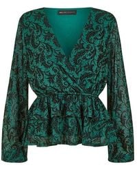 Mela London - Velour Printed Wrap Top - Lyst