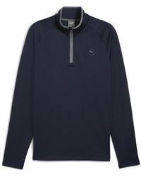 PUMA - Fleece Quarter Zip Long Sleeve Performance Polo Shirt - Lyst