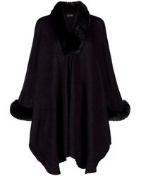 James Lakeland Faux Fur Cape - Black